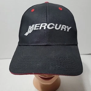 Mercury Black Hat Marine Fishing Adjustable Strap-back Cap White Embr Dockstore - Picture 1 of 9