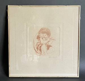 JUAN RICARDO Framed Artwork Signed Numbered Boy Playing Flute - Picture 1 of 8