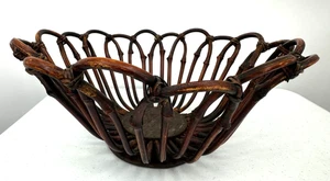 Mid Century Bugholz Bambus dunkles Holz frische Obstschale Korb Retro Stil Deko - Bild 1 von 11