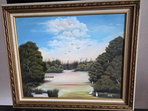 TUTTI JENKINS SIGNED 2XCANVAS PAINTING PRE HIGHWAYMEN COA MENTORED BY HOF H - Picture 1 of 3