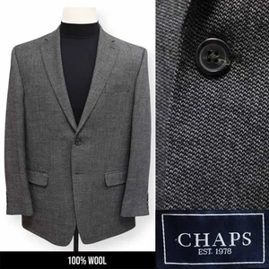 CHAPS mens gray pattern 100% WOOL sport coat suit jacket blazer 44 R - Picture 1 of 14