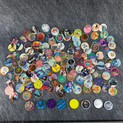 Lot of 132 POGs Foil and Non Foil 4 Playing  and 8 Slammers Disney Looney Tunes - Image 1 of 4