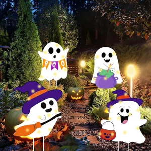 4 Pack Cute Halloween Ghost Yard Decorations - Ghost Yard Signs, Halloween Decor - Picture 1 of 12