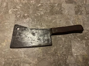 VINTAGE BRIDDELL MEAT CLEAVER BUTCHER KNIFE 14.5" LONG, 8" BLADE SOLID STEEL USA - Picture 1 of 9