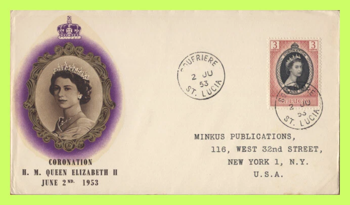 St Lucia 1953 QEII Coronation on BPA First Day Cover - Image 1 of 1