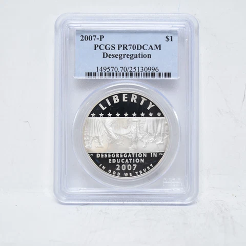 2007-P Little Rock School Desegregation Comm. Dollar PCGS PR70 DCAM Cover