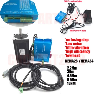NEMA34/23 Closed Loop Stepper Motor+Drive Kit Hybrid Servo 12Nm 8.5Nm 4.5Nm 3Nm - Picture 1 of 12