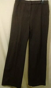 Land's End Businesshose schokobraun weiß Stiftstreifen Gummibund - Bild 1 von 6