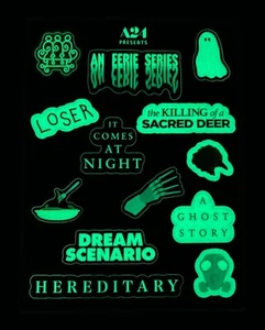A24 Glow-in-the-Dark Sticker Sheet Hereditary Dream Scenario A Ghost Story Loser - Picture 1 of 3