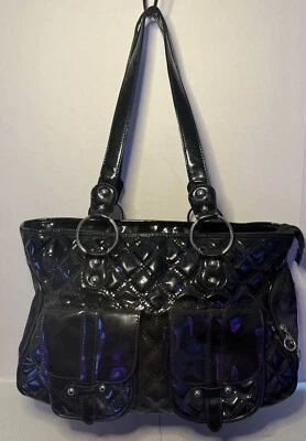 Elegante bolso de mano de cuero sintético para mascotas negro Foto 1 de 4