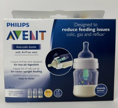 Philips Bottle Avent Anti Colic Air Free Vent 0+ Nipple 4 Oz Baby Newborn - Image 1 of 4