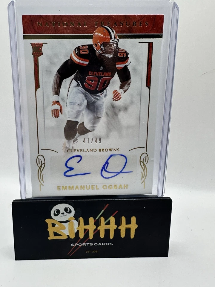 2016 Panini National Treasures Emmanuel Ogbah Gold Rookie Auto /49 Browns RC - Image 1 of 2
