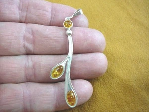 (P28-18) Orange BERNSTEIN Drei Steine Polen .925 Sterling SILBER Träne ANHÄNGER - Bild 1 von 1