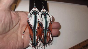 Native American Navajo Handmade one of a kind glass Beaded Earrings Great Gift - Picture 1 of 6