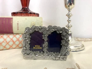 Mini marco de fotos vintage 1994 Royal Selangor peltre 53-3009 floral - Imagen 1 de 6