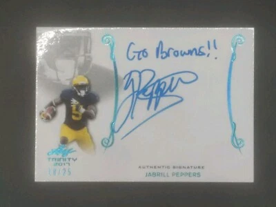 2017 Leaf Trinity Inscriptions Jabrill Peppers (RC,AU)/25 - Image 1 of 2