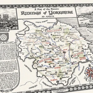 The Yorkshire Map - Fine Art Prints by Manuscript Maps - Picture 1 of 14