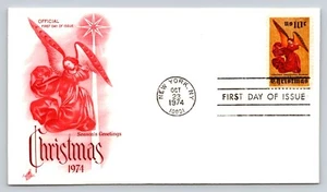 1974 Art Craft FDC NY Christmas Angel Star #1550 Altarpiece Metropolitan Museum - Picture 1 of 2