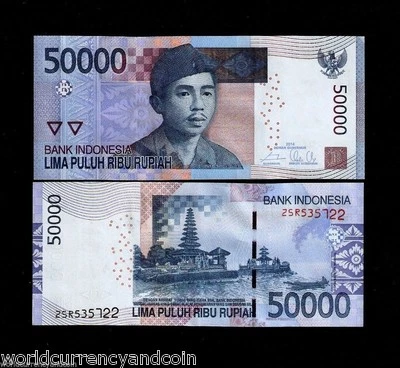 INDONESIA 50000 RUPIAH P-152 2014-2015 x 100 Pcs Lot Bundle BOAT OMRON UNC NOTE - Image 1 of 3