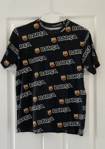 FC Barcelona* Unisex T-Shirt Black Crew Neck Size Adult Small Pajama Top - Picture 1 of 6