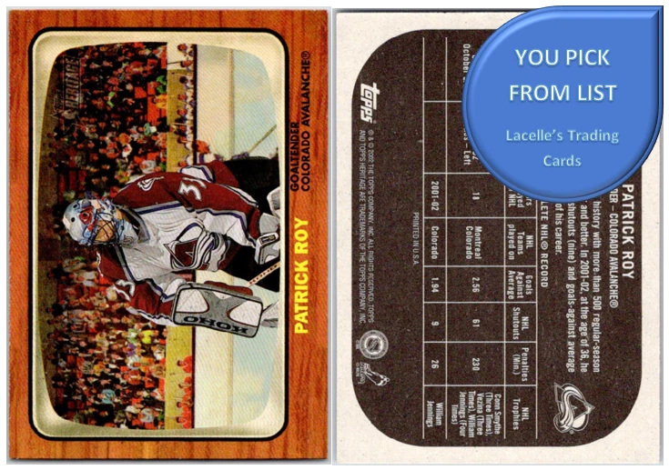 2002-03 Topps Heritage NHL Hockey Cards ( #1 - 180 +CKL) - U-Pick From List - Image 1 of 1