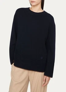 NWT $525 VINCE Crew Neck Monogram 100% cashmere Sweater with Contrast Tipping XS - Picture 1 of 8