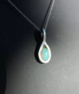 Etiope Opale Pendente Ovale 925 Argento Sterling Matrimonio Collana Regalo Gioie - Foto 1 di 2