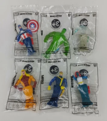 6x Lote Juego Completo de 6 Héroes Marvel En Acción Taco Bell Juguetes 2001 De Colección Nuevo Foto 1 de 4