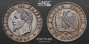 1862BB FRANCE 1C Strasbourg NGC AU 58 BN - Picture 1 of 5