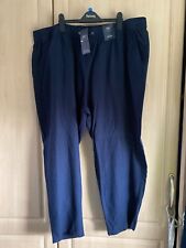 Ladies M&S Collection Navy Blue Linen Rich Trousers Size 24 Short Tapered New