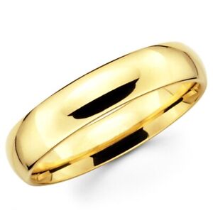 14K Solid Yellow Gold 5mm Comfort Fit Men's and Women's Wedding Band Ring