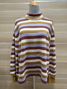 Sudadera para mujer SUAVE ELÁSTICA Madewell a rayas cuello falso manga burbuja talla M - Imagen 1 de 6