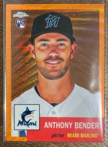 2022 Topps Chrome Platinum ANTHONY BENDER RC Orange Wave Refractor #/25 Marlins