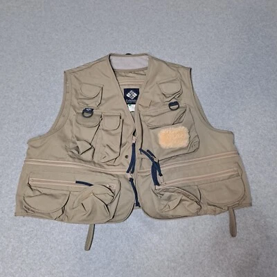Vintage Columbia Fly Fishing Vest Men XL Tan Utility Hunting Outdoors Camping - Image 1 of 4