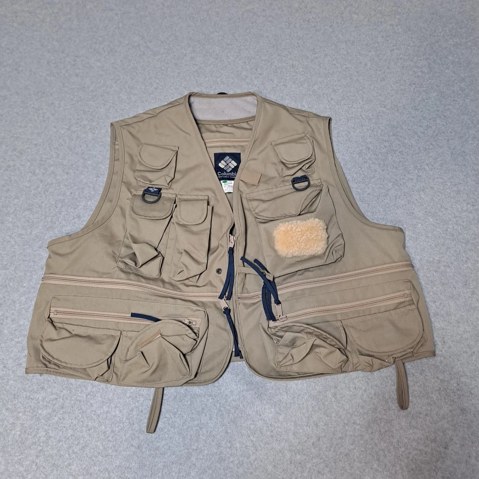 Vintage Columbia Fly Fishing Vest Men XL Tan Utility Hunting Outdoors Camping - Image 1 of 4