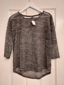 Women's Shirt L Forever 21 3/4 Sleeve Sheer Knit - Picture 1 of 4