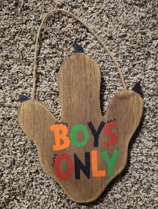 Hobby Lobby Door Hanger Boys Only Dino Paw Wood Wall Decor Dinosaur Bedroom - Picture 1 of 2