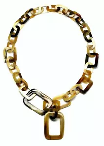 Horn Büffelhorn Halskette Kette Gliederkette natur braun Hornkette XL NEU - Bild 1 von 2