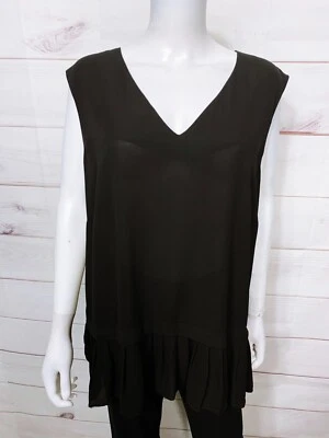 Top de mujer The Limited Collection talla 3X negro cuello en V sin mangas con volantes dobladillo Foto 1 de 4