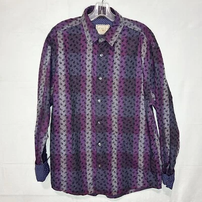 Camisa De Colección Italia Abotonada Texturizada Puño Abatible Morado Negra Talla XL Foto 1 de 4