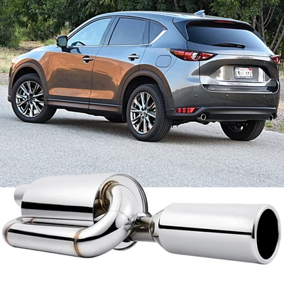 Silenciador de puntas de escape deportivas de doble bucle 2,5" entrada 4,0" salida para Mazda CX-5 CX-9‌ Foto 1 de 4