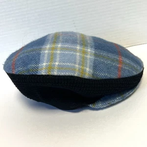 Gorra de noticiero Lochcarron tejida en Escocia 100 % pura lana nueva azul a cuadros - Imagen 1 de 6