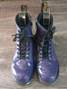 Women's Air Wair Doc Martens Boots US 5 EU 36 High Top Purple Patent Leather - Picture 1 of 8