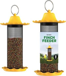 Finch Bird Feeders for Outside [Set of 2] 0.5 LB Capacity Yellow for Wild Bird