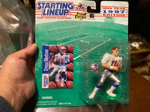DREW BLEDSOE NEW ENGLAND PATRIOTS 1997 STARTING LINEUP  Action Figure w/ Card Cover