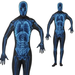 Mens X-Ray Costume Bodysuit Second Skin Scary Adult Halloween Fancy Dress New - Picture 1 of 7