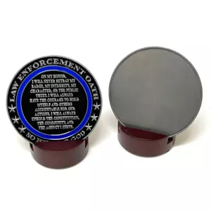 Thin Blue Line  Law Enforcement Oath Engravable Three Inch Challenge Coin - Picture 1 of 1