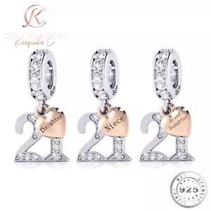 21. Geburtstag Charm 925 Sterlingsilber personalisiert Tochter Enkelin Geschenk - Bild 1 von 6