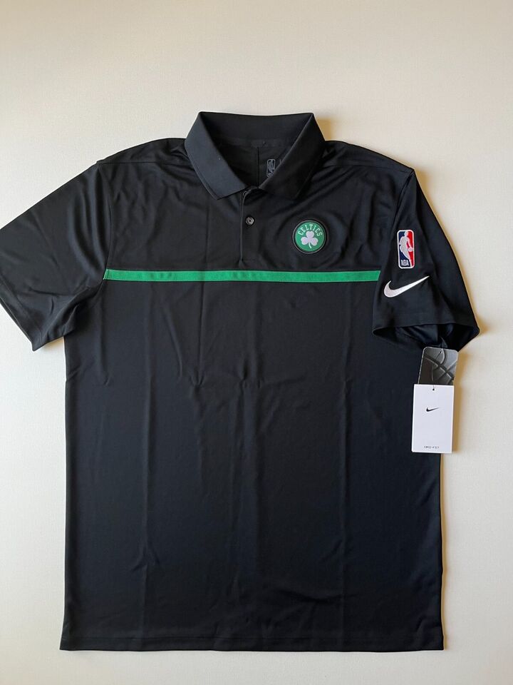 Nike Boston Celtics Polo Shirt Mens Medium Black Green Dri-Fit Authentic  NBA NWT
