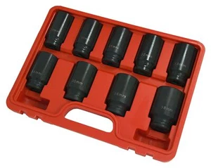 9pc 6 Point Axle Hub Nut Socket Set 1/2" Drive Impact Sockets Kit - 29mm - 38mm - Picture 1 of 3